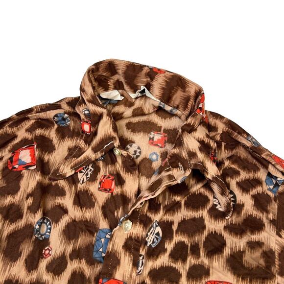 Vintage 70s Gaucho Original Animal Print Spread Collar Dress Shirt Womens Medium - Picture 3 of 6